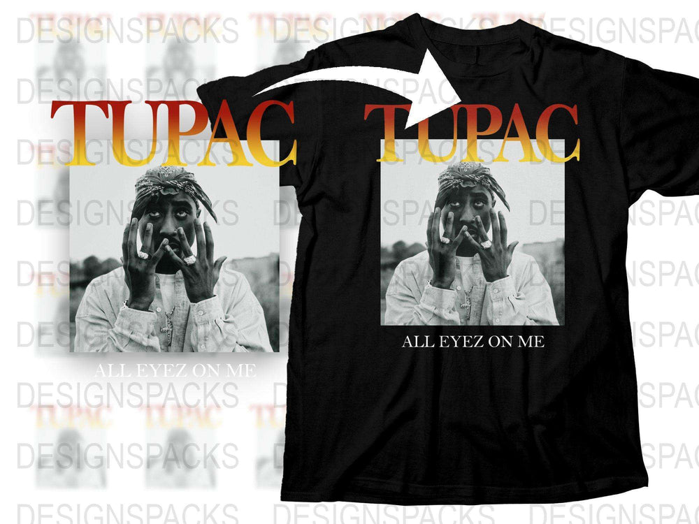 Tupac Shakur Graphic T-Shirt, Vintage Hip Hop Tee, All Eyez on Me, Unisex Black Shirt