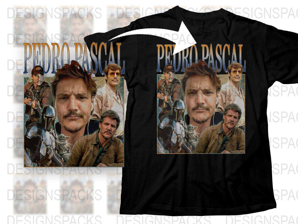 Pedro Pascal Graphic T-Shirt, TV Show Character Fan Art, Unique Actor Portrait Tee, Film Inspired Apparel, Unisex Clothing Gift Idea