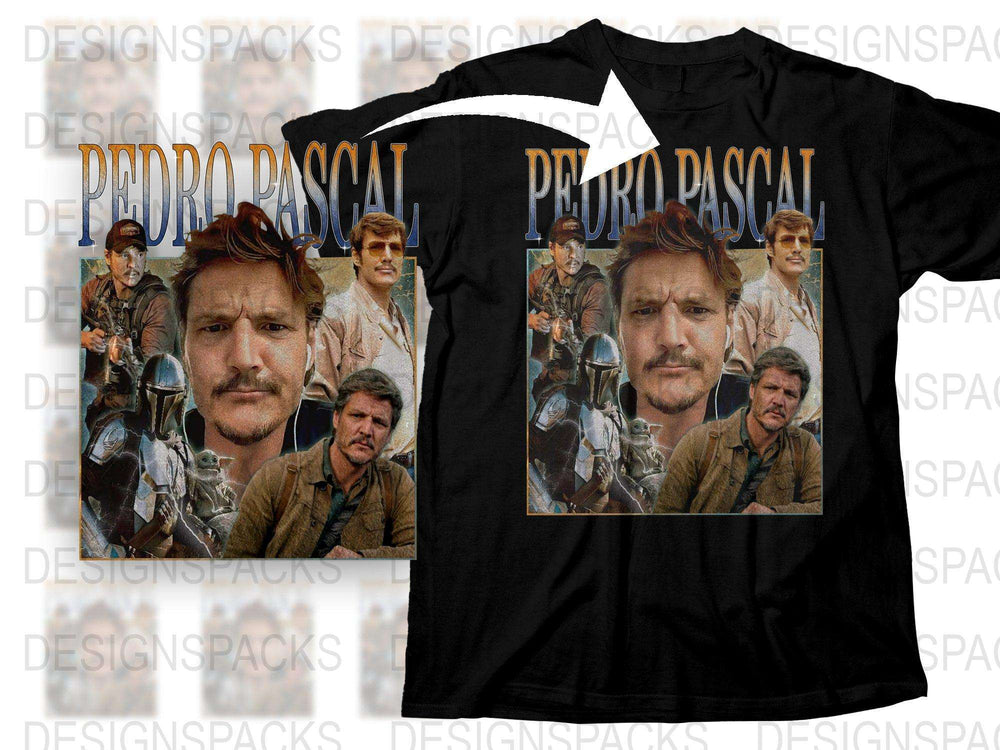Pedro Pascal Graphic T-Shirt, TV Show Character Fan Art, Unique Actor Portrait Tee, Film Inspired Apparel, Unisex Clothing Gift Idea