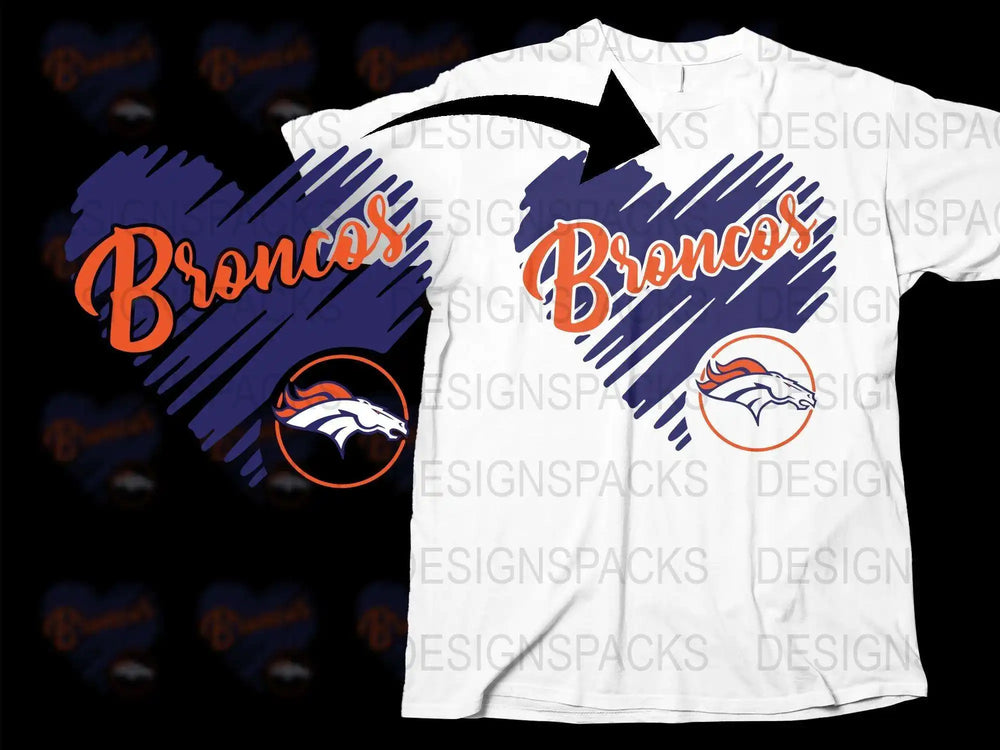 Denver Broncos T-Shirt, Blue and White Graphic Tee, Sports Fan Apparel, Football Team Merchandise