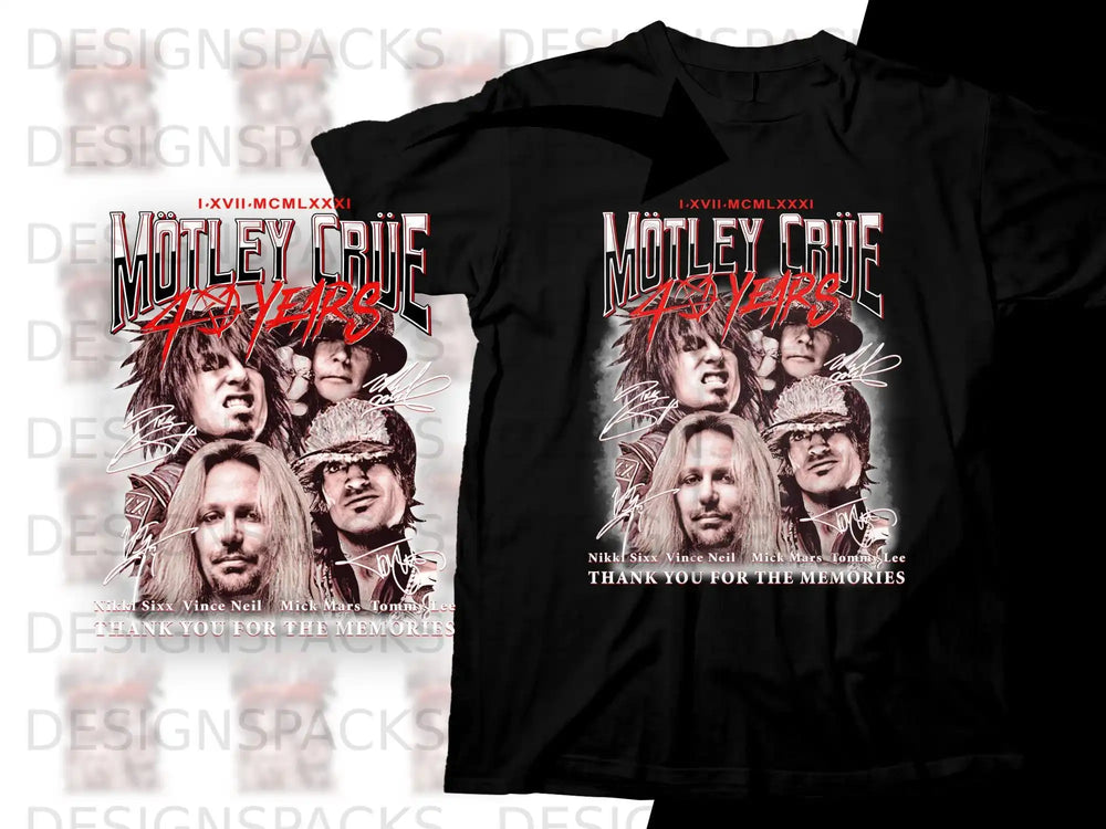 Motley Crue band members with autographs, "Thank You For The Memories" text.