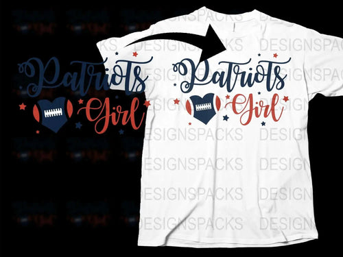 Patriots Girl T-Shirt, Stylish Red Blue Sports Fan Tee, Patriotic Themed Women's Apparel, Football Season Must-Have