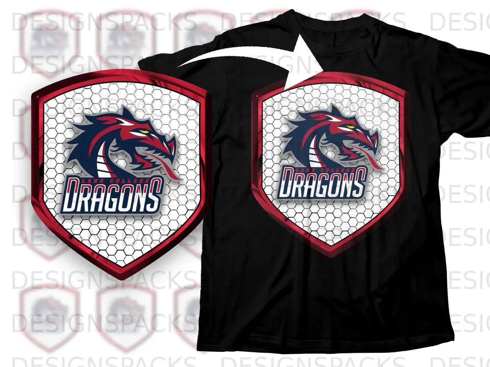 Lane College Dragons Logo Printed T-Shirt