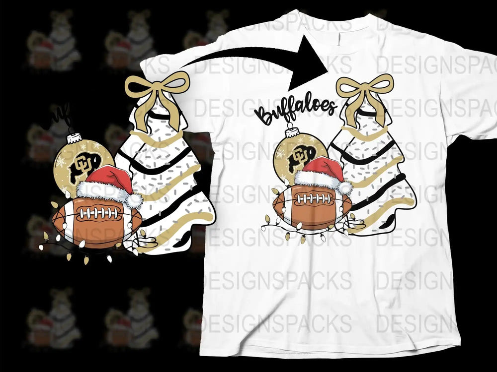 Buffalo Plaid Christmas Ornament T-Shirt, Festive Holiday Graphic Tee with Football Design, Casual Winter Apparel