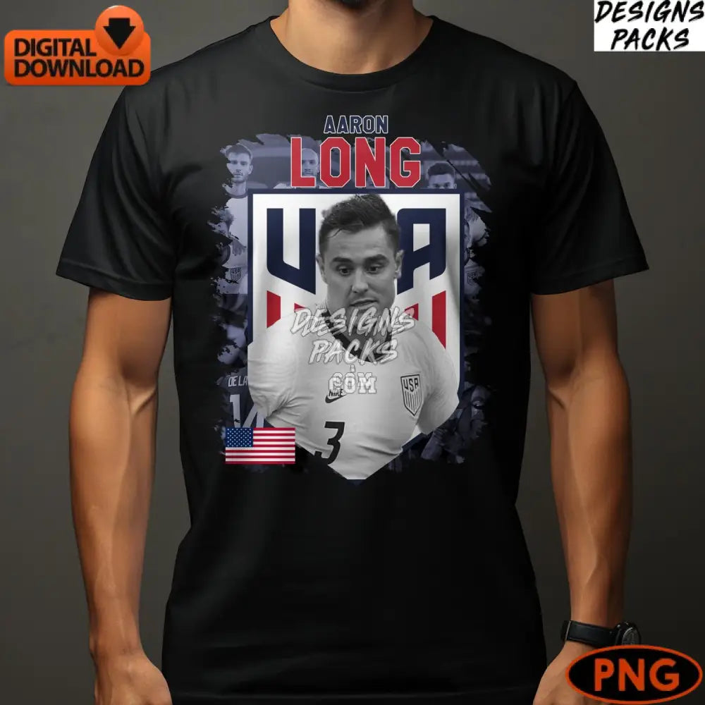 Aaron Long Usa Soccer Player Digital Art Patriotic Sports Instant Download Png File
