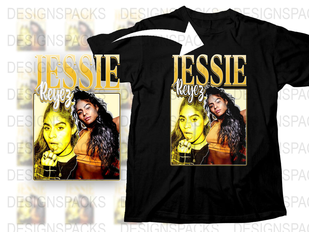 Jessi Reyes Graphic T-Shirt, Trendy Pop Art Style Tee, Bold Yellow Black Design, Fashionable Women's Casual Wear