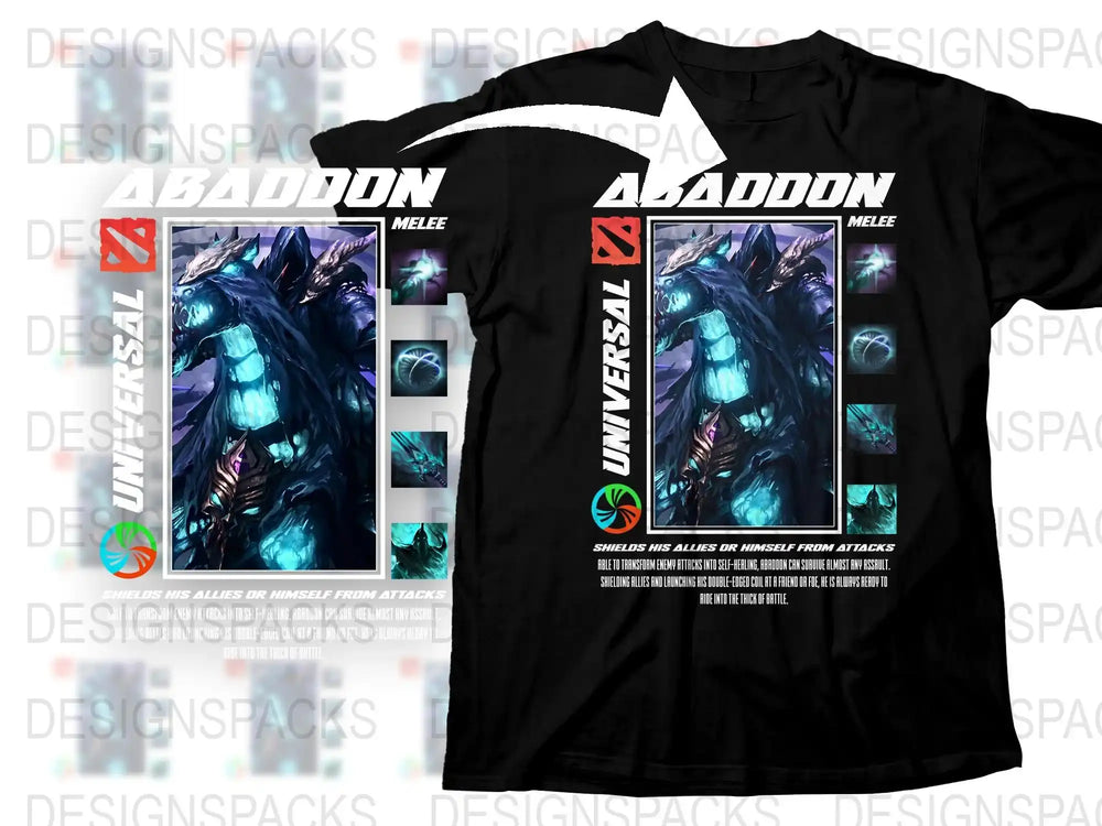 Abaddon Graphic T-Shirt Dota 2 Inspired Design, Gaming Tee, Dark Horse Print, Fantasy Battle Apparel, Unique Gamer Gift Idea