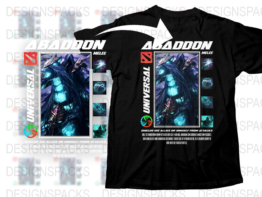 Abaddon Graphic T-Shirt Dota 2 Inspired Design, Gaming Tee, Dark Horse Print, Fantasy Battle Apparel, Unique Gamer Gift Idea