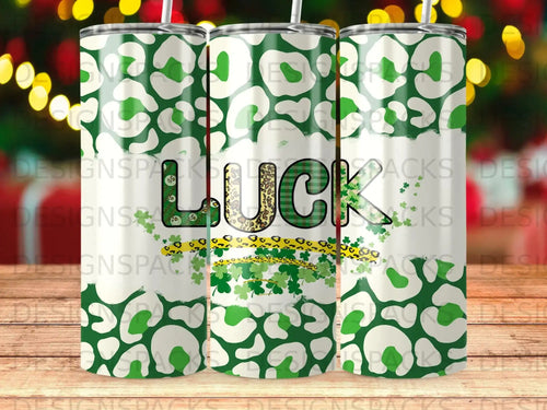 Green White Leopard Print LUCK Shamrocks Gold product type
