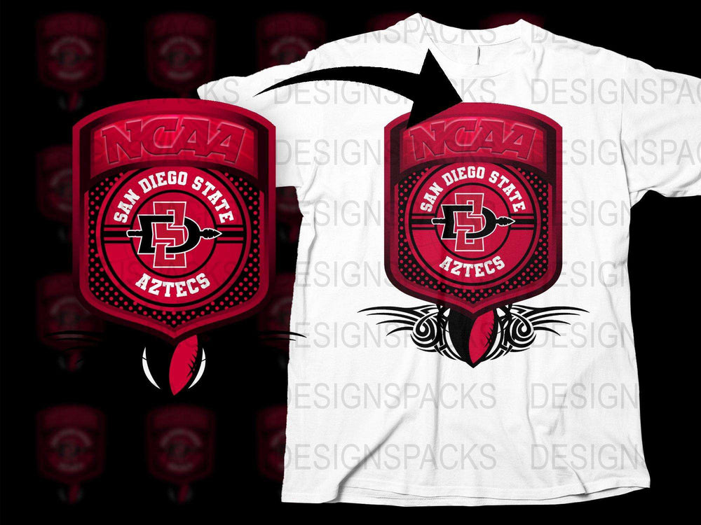 San Diego State Aztecs NCAA Logo Red and White T-Shirt, College Sports Apparel, Fan Gear