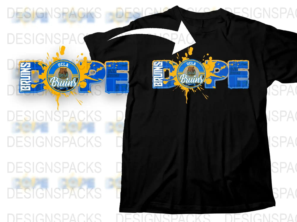 UCLA Bruins T-Shirt, Blue and Gold Splash Design, Collegiate Apparel, Unisex Cotton Tee