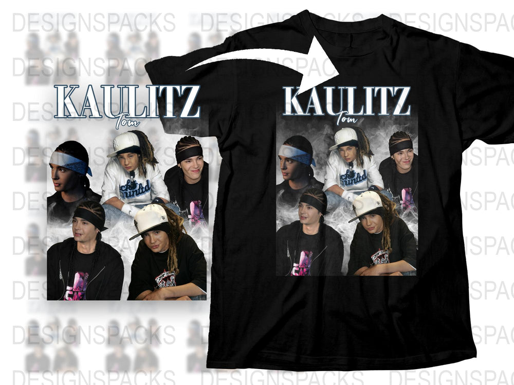 Kaulitz Fan T-Shirt, Vintage Band Tee, Multiple Photo Print, Black Unisex Shirt