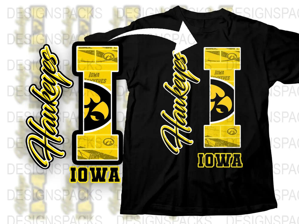 Iowa Hawkeyes T-Shirt Men's Black Cotton Tee Vintage Sports College Apparel