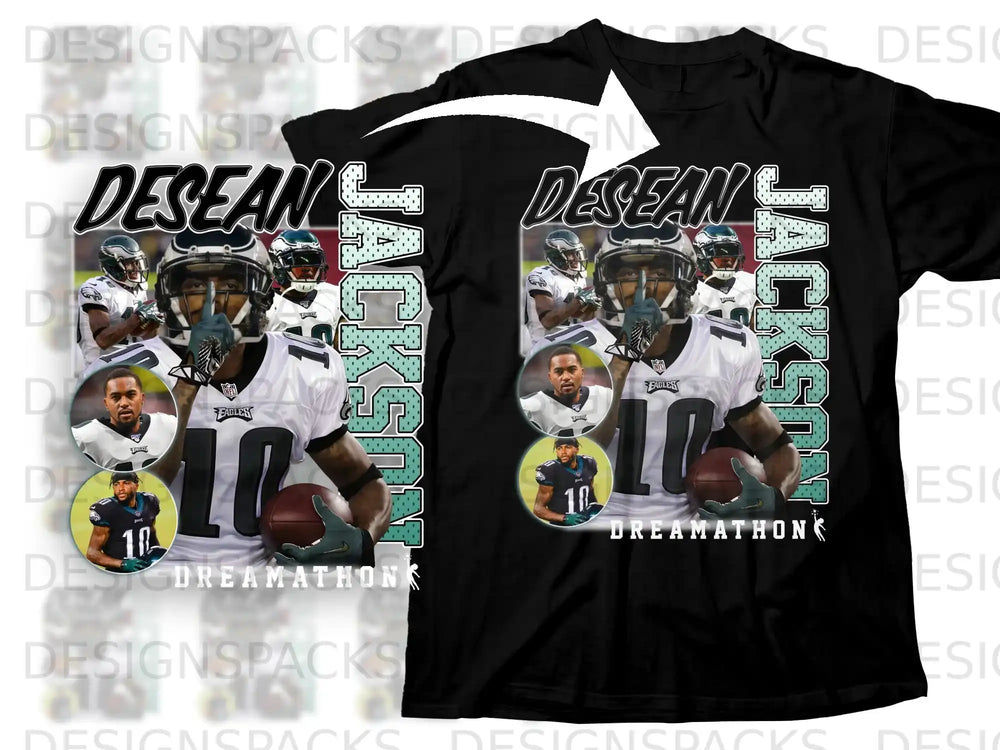 Desean Jackson Eagles football jersey with "DREAMATHON" text.