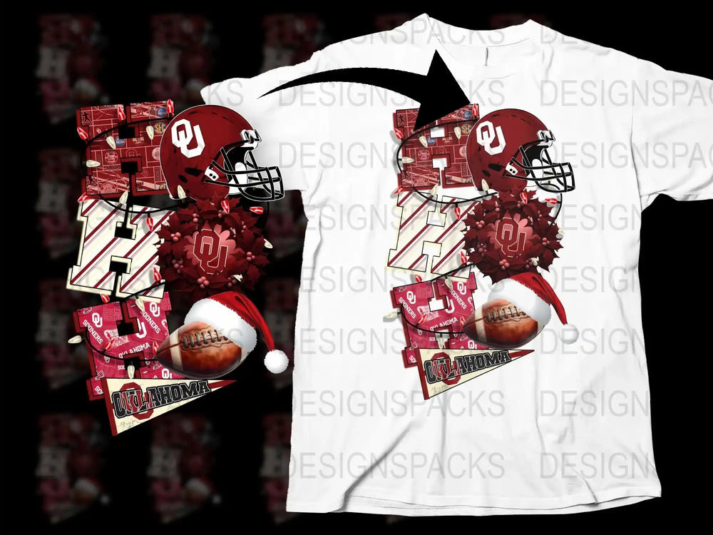 Oklahoma Football Mascot Graphic T-Shirt, Red and White Sports Fan Apparel, Unisex Adult Casual Wear