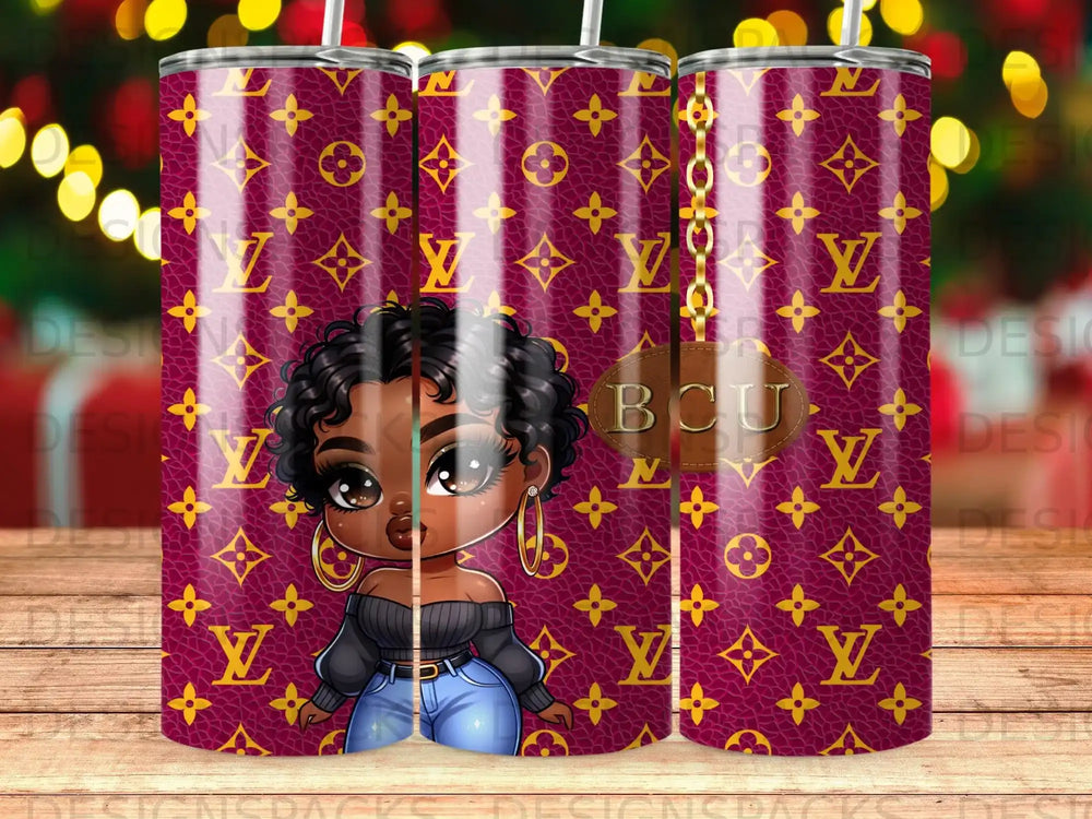 Red Gold Monogram Cute Black Girl BCU Design product type
