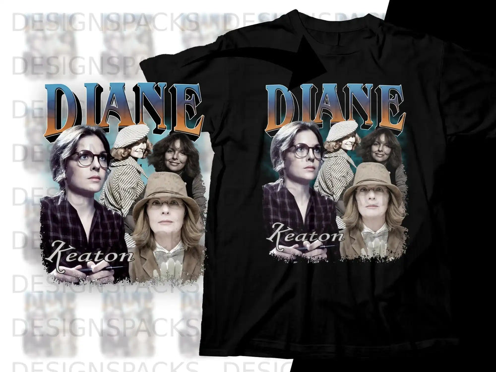 Diane Keaton graphic tee with movie poster style artwork.