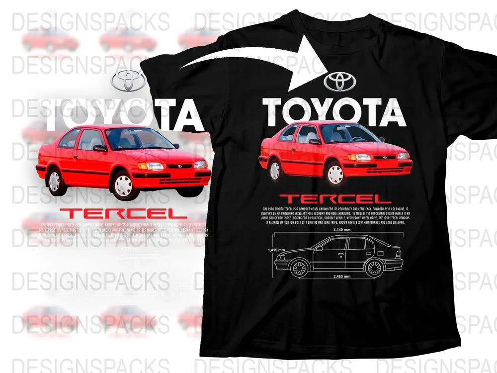 Vintage Toyota Tercel Car T-Shirt, Classic Red Coupe Graphic Tee, Retro Automotive Enthusiast Gift