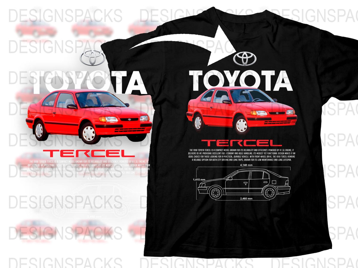 Vintage Toyota Tercel Car T-Shirt, Classic Red Coupe Graphic Tee, Retro Automotive Enthusiast Gift