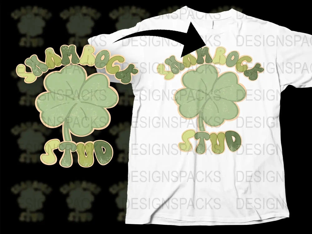 St. Patrick's Day T-Shirt, Shamrock Stud Graphic Tee, Green and Gold, Irish Pride, Men's Fashion, Holiday Wear