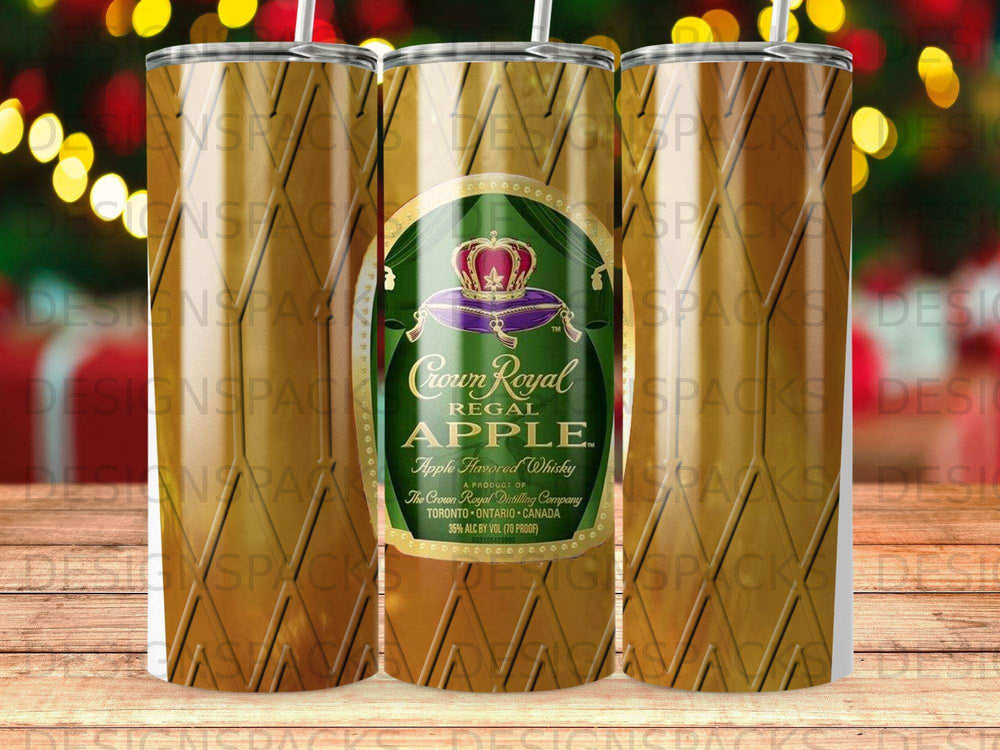 Crown Royal Apple whisky bottle with purple label and gold accents.