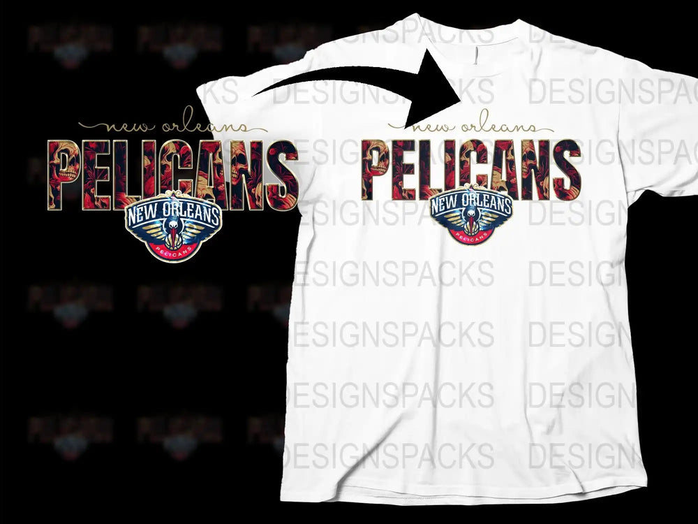 New Orleans Pelicans T-Shirt Vintage Sports Design Graphic Tee Unisex Sports Apparel Cotton Shirt