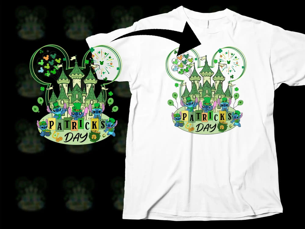 Stitch Mickey Castle Shamrock Patricks Day product type