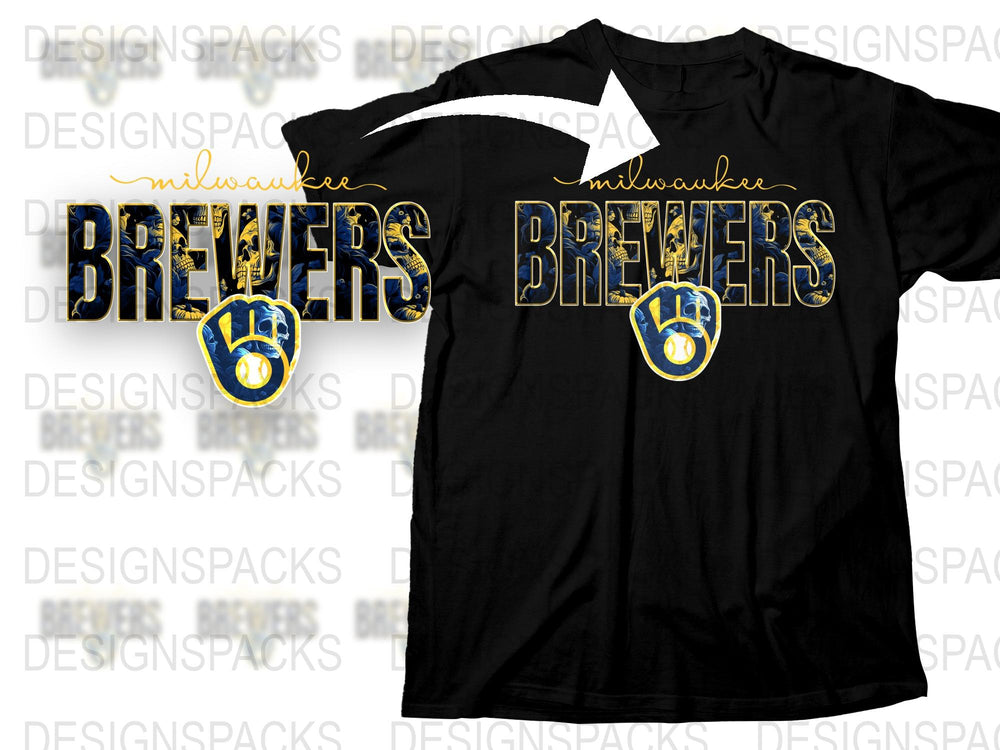 Milwaukee Brewers Inspired T-Shirt, Black Graphic Tee, Sports Fan Apparel, Baseball Team Merchandise