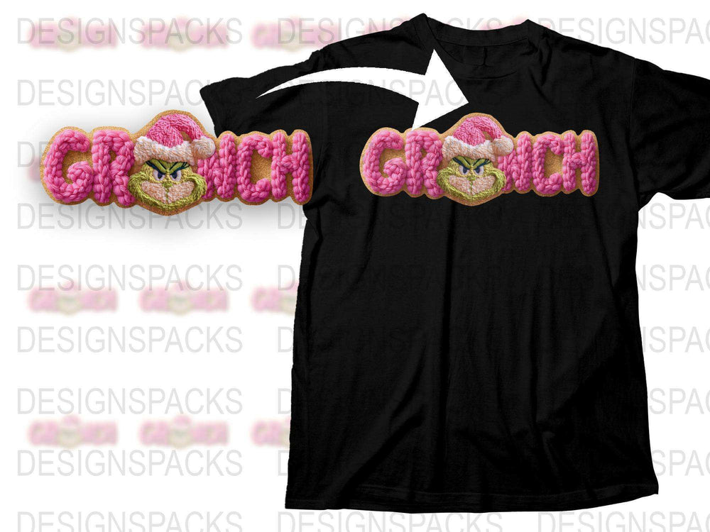 Grinch Face Christmas T-Shirt, Funny Holiday Tee, Pink Santa Hat, Festive Winter Apparel for All Ages