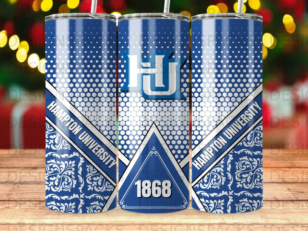 Hampton University HU 1868 Blue White Dots Damask product type