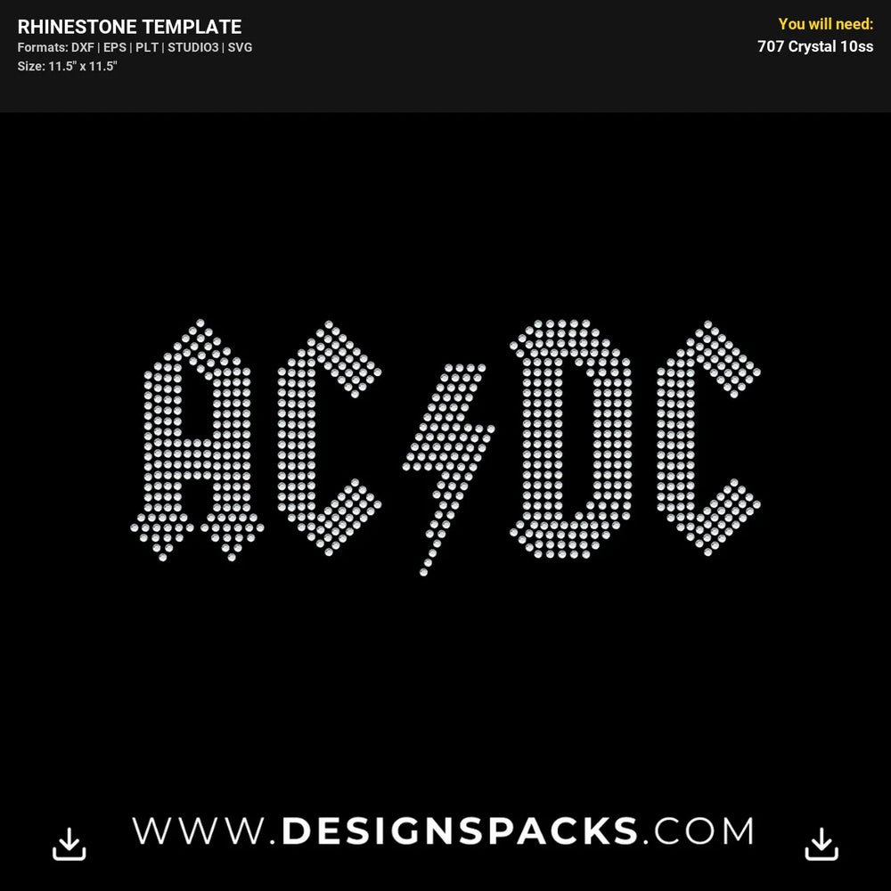 AC DC Rock Band Logo Rhinestone Digital Template