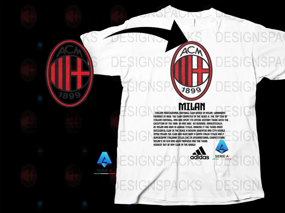 AC Milan Club Crest 1899 Graphic Soccer Png Digital Download