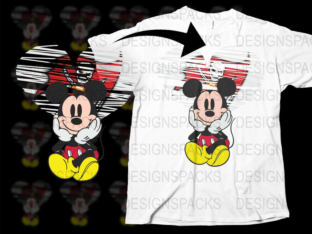 Mickey Mouse Graphic T-Shirt, Disney Character Print Tee, Red and Black Design, Casual Wear for All Ages