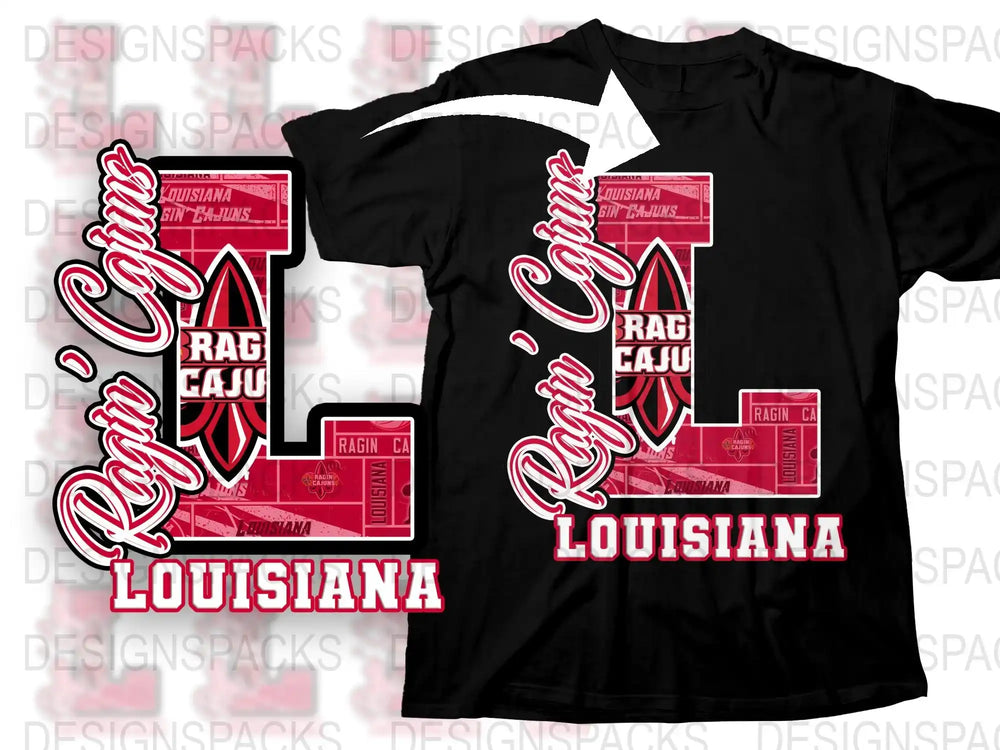 Raging Cajun Louisiana Graphic T-Shirt, Bold Red and White Design, Casual Wear
