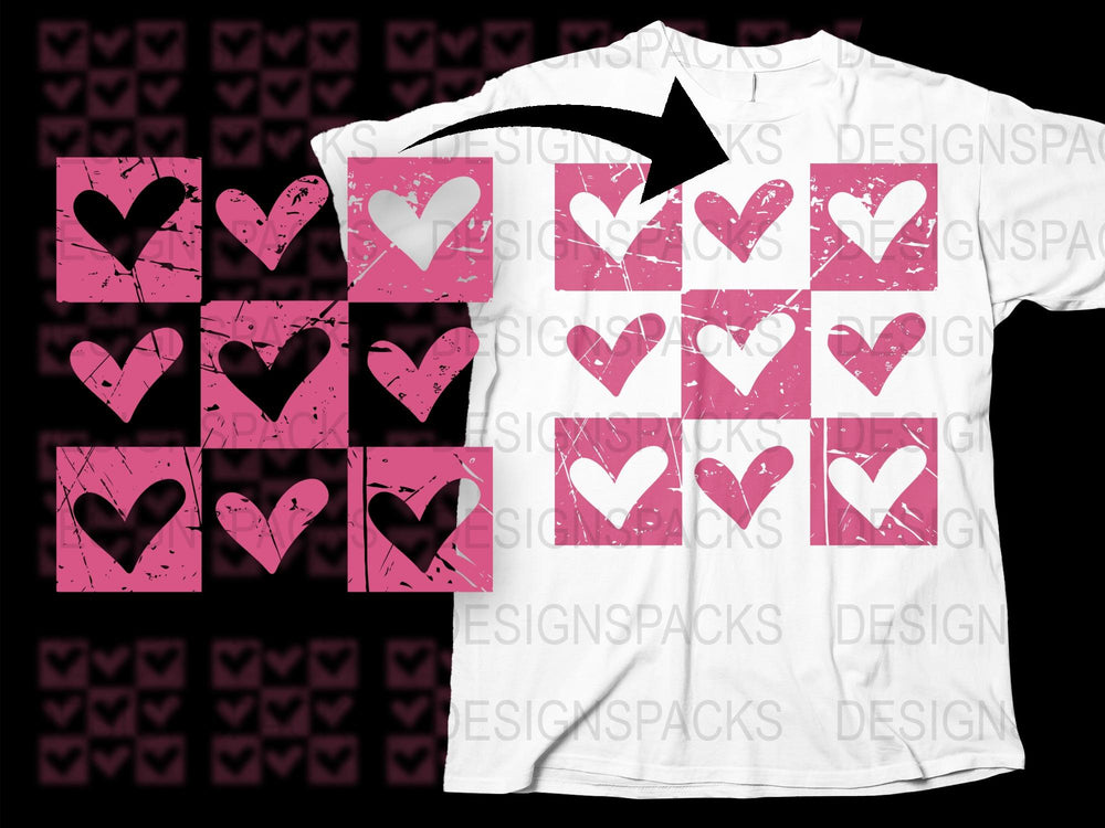 Valentine's Day T-Shirt, Pink Heart Pattern, Romantic Gift for Her, Love Graphic Tee