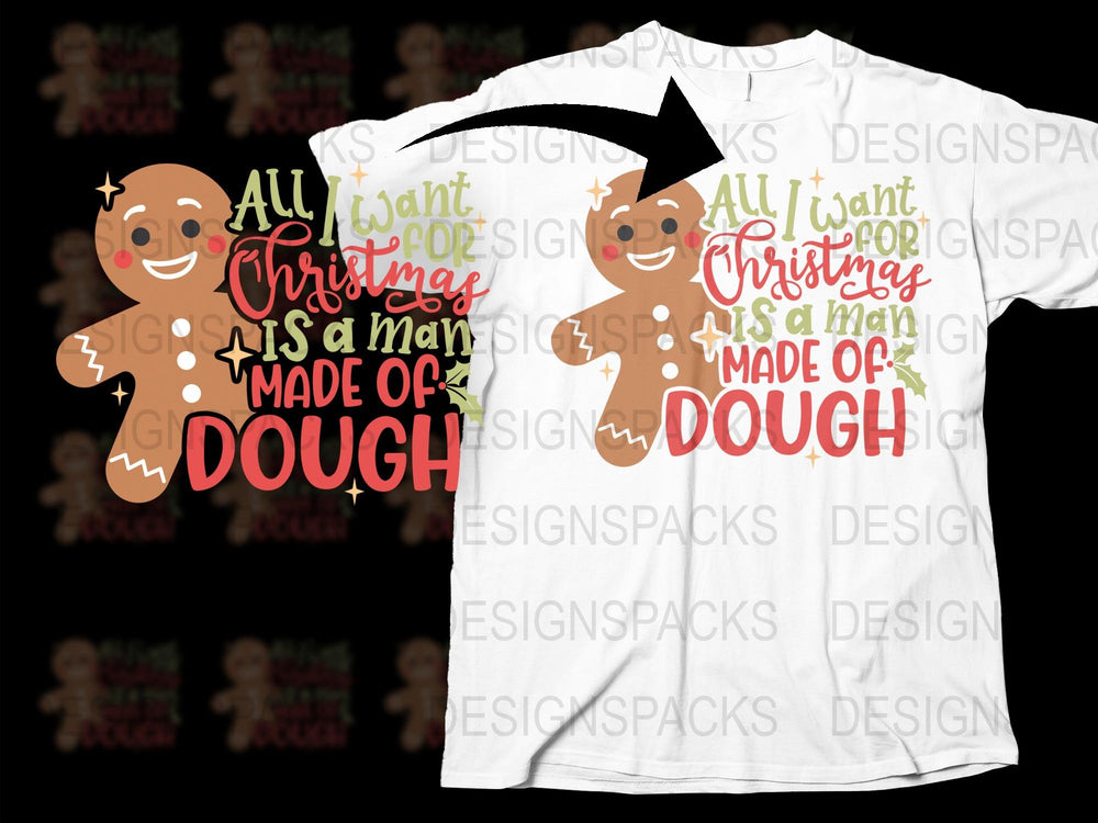 Funny Gingerbread Man Christmas T-Shirt, Holiday Graphic Tee, Festive Dough Pun Shirt, Unisex Adult Clothing