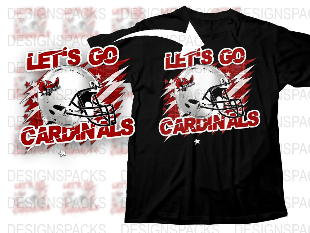 Cardinals Football T-Shirt, Let's Go Team Graphic Tee, Black Sports Fan Apparel, Unisex Adult Clothing