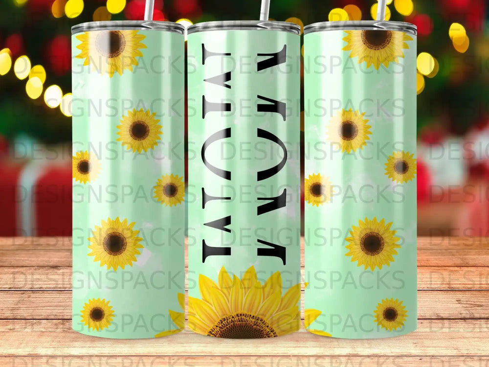 Light Green Sunflower Mom Tumbler Floral Design product type