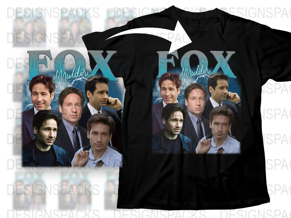 Vintage Fox Mulder T-Shirt, The X-Files Inspired Graphic Tee, Retro TV Show Merchandise, Unisex Black Shirt