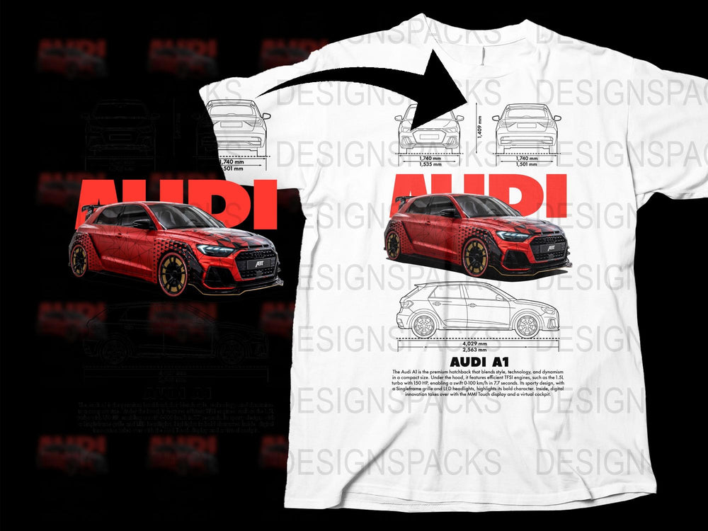 Audi A1 Red Car Graphic T-Shirt, Automotive Enthusiast, Racing Apparel, Sporty Tee Design, Car Lover Gift Idea