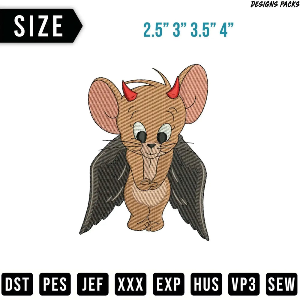 Cartoon devil mouse with wings and horns, with size and format options.