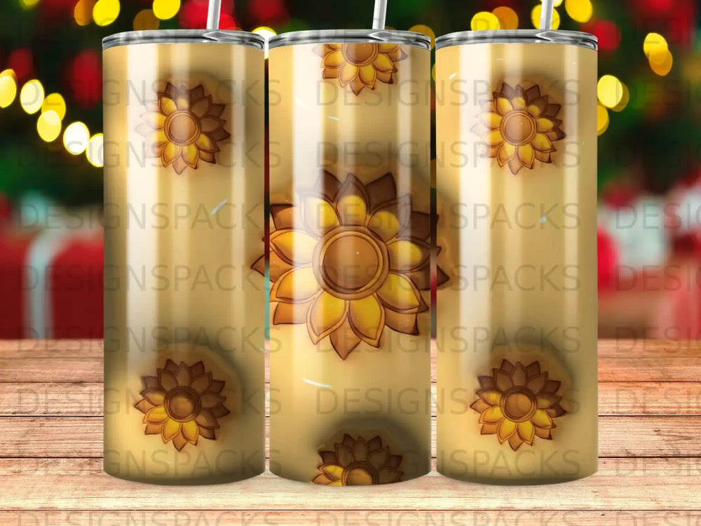 Golden Sunflower Pattern Tumbler Aesthetic Drinkware product type