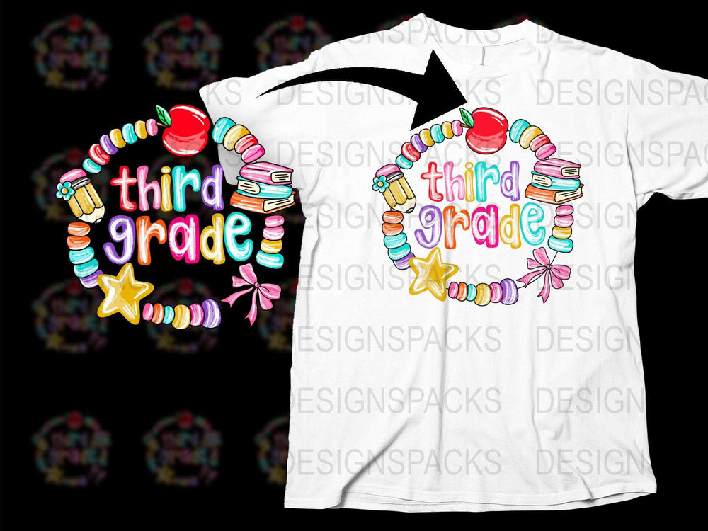 Third Grade Teacher T-Shirt, Colorful Books Design, Back to School Outfit, Unisex Kids Tee