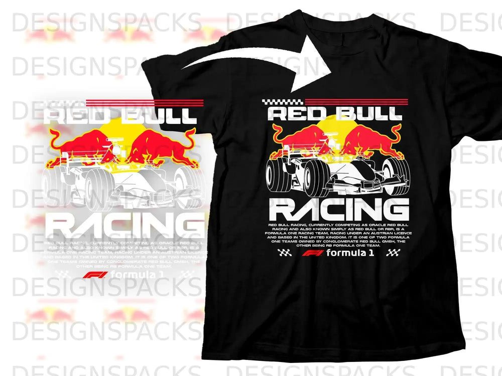 Red Bull Racing Formula 1 team logo with racing cars and stylized bulls.