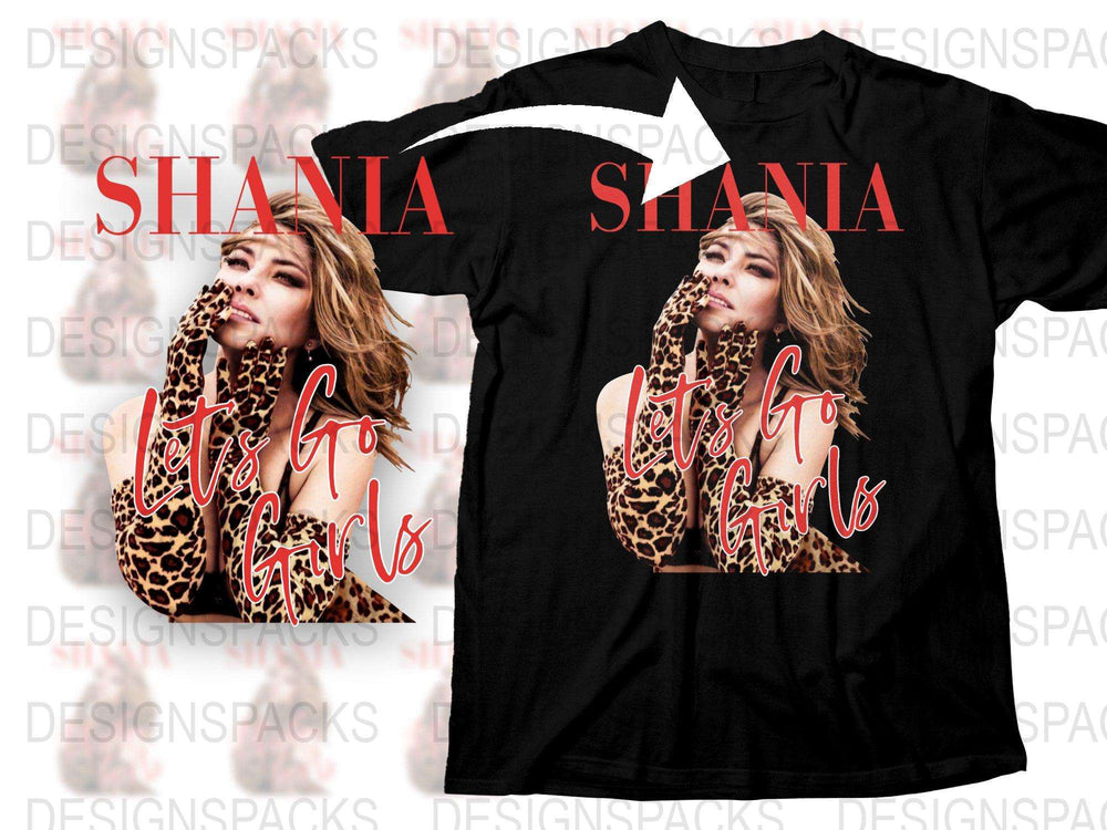 Leopard Print Women's Graphic Tee, Black T-Shirt, 'Let's Go Girls' Slogan, Casual Fashion Top