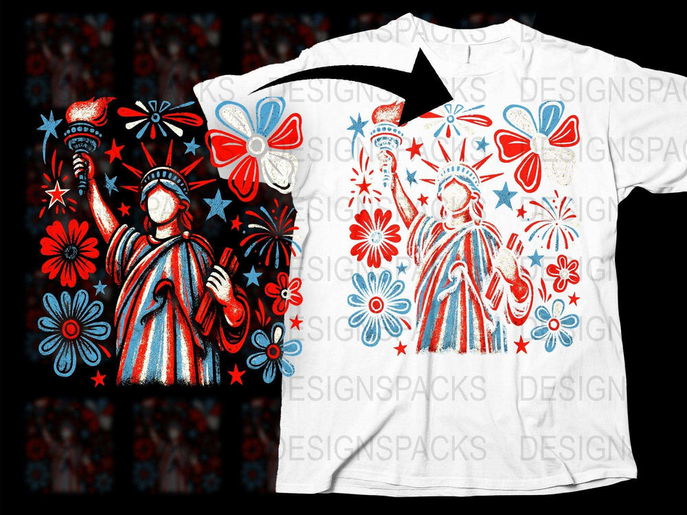 Patriotic Nurse Graphic T-Shirt, Red White Blue Floral Design, Healthcare Hero Tee, American Flag Colors, Casual Summer Wear
