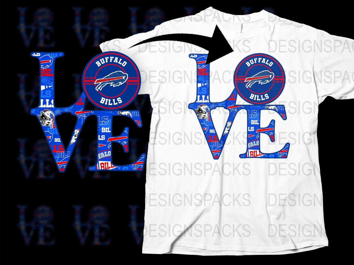 Buffalo Love Bills T-Shirt, NFL Fan White Graphic Tee, Football Team Apparel, Sports Casual Wear