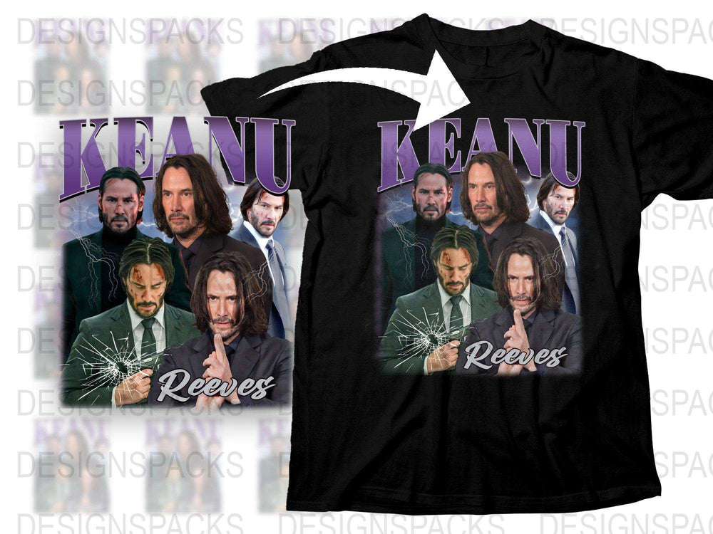 Keanu Reeves Fan T-Shirt, Multiple Poses Graphic Tee, Actor Tribute Shirt, Unisex Fashion Top