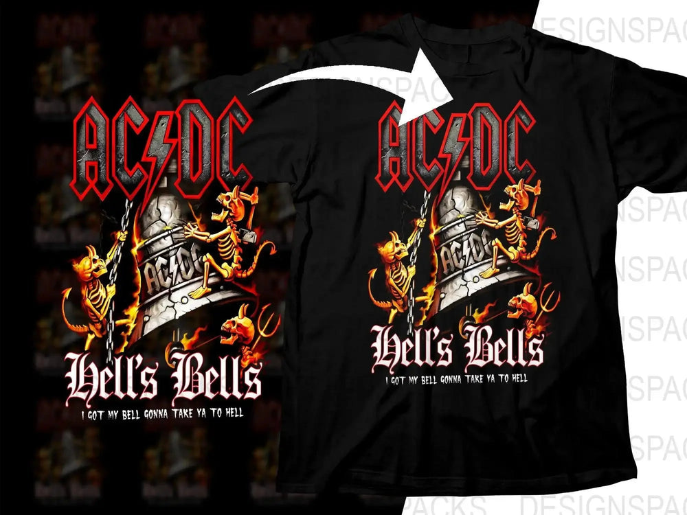 AC/DC Hell's Bells Graphic Heavy Metal Rock Png Halftone Digital Download