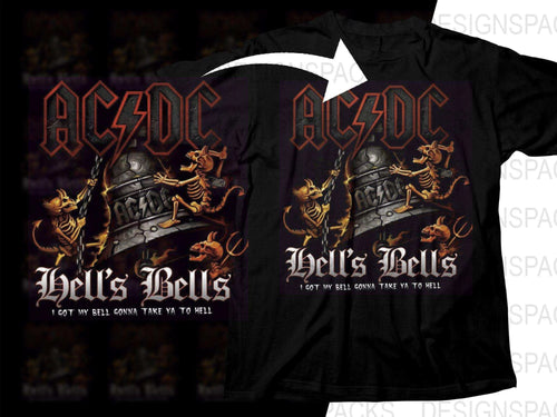 AC/DC Hell's Bells Rock Band Graphic Design Png Design Digital Download